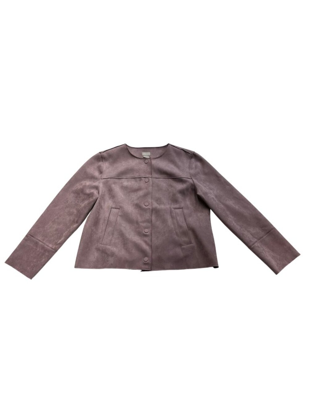 Chicos Faux Suede Scuba Blazer Jacket Size 8/10 Petite Mauve Pink Office Casual